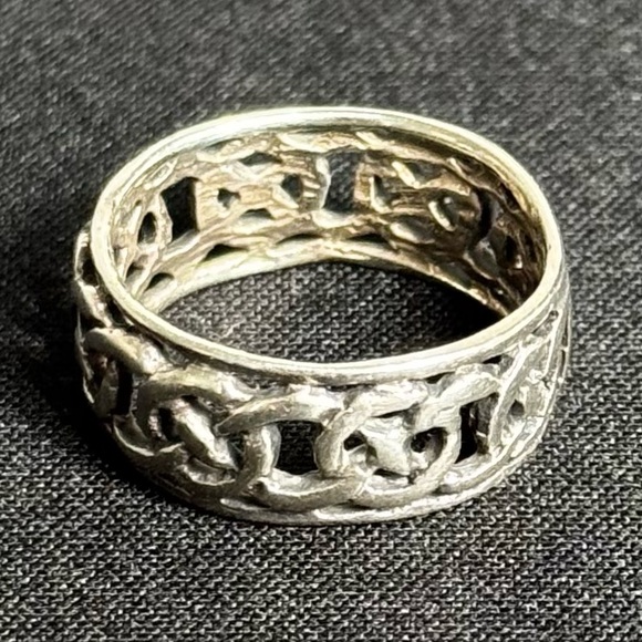 Sterling Silver Celtic Knot Band Ring – Size 9 Unisex Vintage Boho - Picture 1 of 7